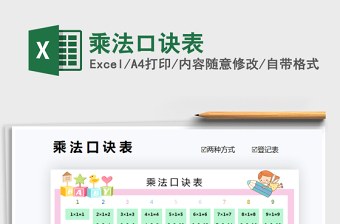 2021年乘法口訣表免費下載