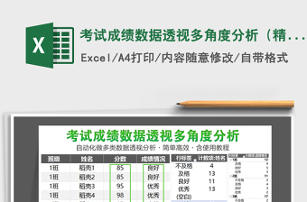 2021年考试成绩数据透视多角度分析（精致含使用教程）