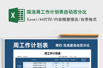 2021年簡潔周工作計劃表自動百分比