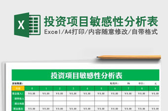 2021年投資項目敏感性分析表