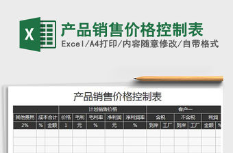 2021年產品銷售價格控制表