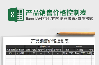 2021年产品销售价格控制表
