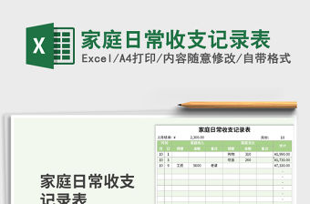 2021年家庭日常收支記錄表