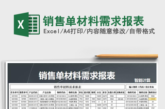 2021年銷(xiāo)售單材料需求報(bào)表