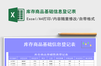 2021年庫存商品基礎(chǔ)信息登記表