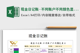 2021年現(xiàn)金日記賬-不同賬戶不同顏色顯示