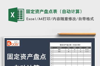 2021年固定資產(chǎn)盤點表（自動計算）免費下載