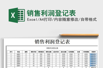 2022销售利润登记表