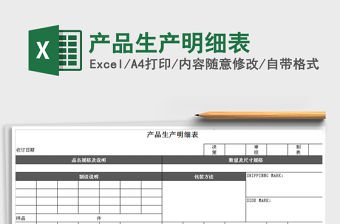2021年產品生產明細表