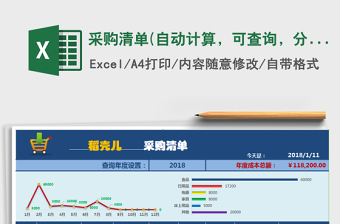 2021年采購清單(自動(dòng)計(jì)算，可查詢，分類聯(lián)動(dòng)，分類可自定義)