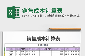 2022产品销售成本计算表