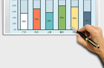 2021年扁平風百分比柱形圖 圖表模板