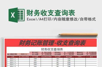 2021年財務(wù)收支查詢表免費下載