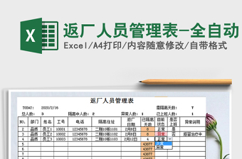 2021年返廠人員管理表-全自動(dòng)