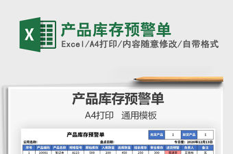 2021年產(chǎn)品庫存預警單