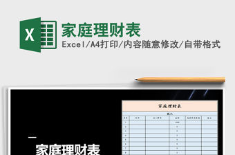 2021年家庭理財表