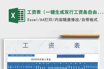 2022年工資表（一鍵生成雙行工資條自由修改）免費下載