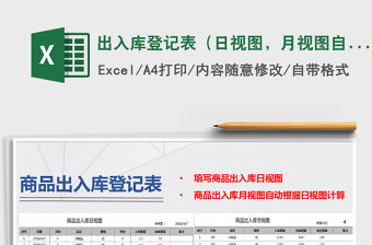 2021年出入庫登記表（日視圖，月視圖自動計算，商品設置）