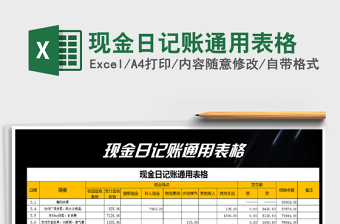 2021年現金日記賬通用表格