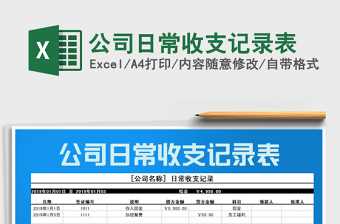2021年公司日常收支記錄表
