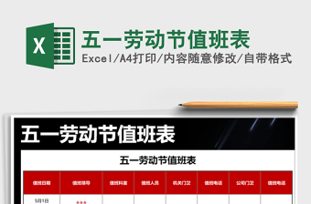 2021年五一勞動(dòng)節(jié)值班表