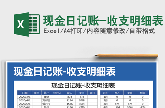 2021年現(xiàn)金日記賬-收支明細表