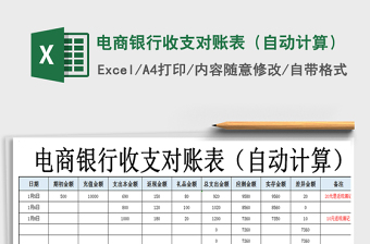 2021年電商銀行收支對(duì)賬表（自動(dòng)計(jì)算）
