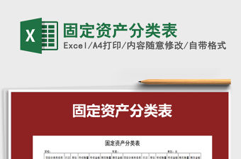 2021年固定資產分類表