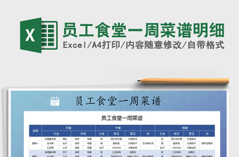 2021年員工食堂一周菜譜明細(xì)