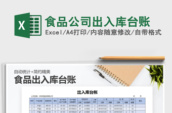 2021年食品公司出入庫臺賬