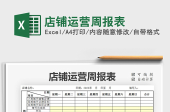 2021年店鋪運營周報表免費下載