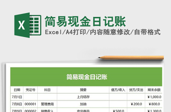 2021年簡易現(xiàn)金日記賬