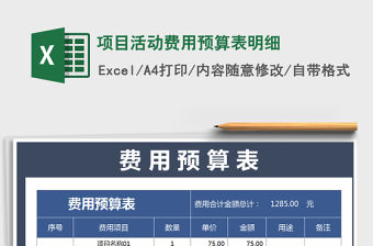 2021年項目活動費用預算表明細