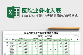 2021年医院业务收入表