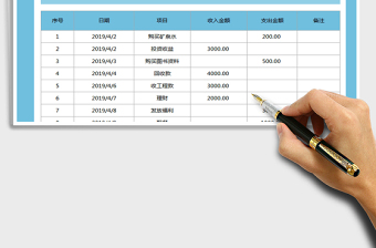 2021年财务收支明细表（自动统计+按时间段查询）