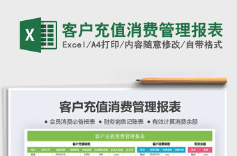 2021年客戶充值消費管理報表