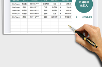 2021年車輛維修收入月結(jié)統(tǒng)計(jì)表