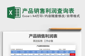 2021年產品銷售利潤查詢表