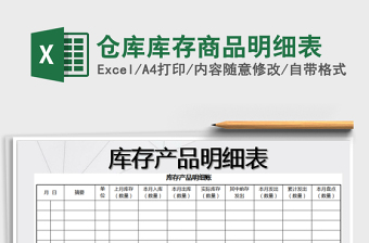 2021年倉庫庫存商品明細(xì)表