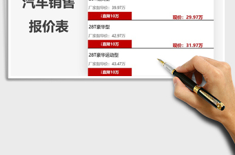 2021年汽车销售报价表