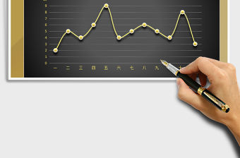 2021年折線圖立體圖表 商務黑金圖表模板