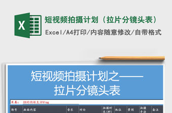 2021年短視頻拍攝計劃（拉片分鏡頭表）