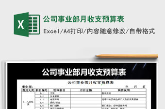 2021年公司事業(yè)部月收支預(yù)算表