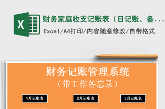 2021年財務(wù)家庭收支記賬表（日記賬、備忘錄）