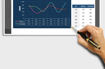 2021年销售额与目标1-6月对比折线图