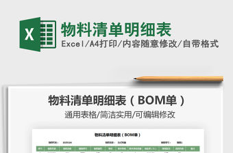 2021年物料清單明細表