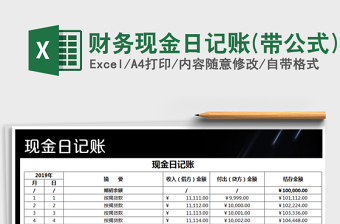 2021年財務(wù)現(xiàn)金日記賬(帶公式)