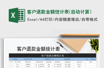 2021年客戶退款金額統計表(自動計算）