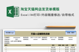 2021年淘寶天貓網(wǎng)店發(fā)貨單模版