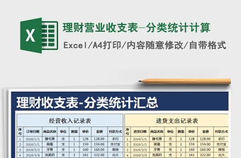 2021年理財營業(yè)收支表-分類統(tǒng)計計算
